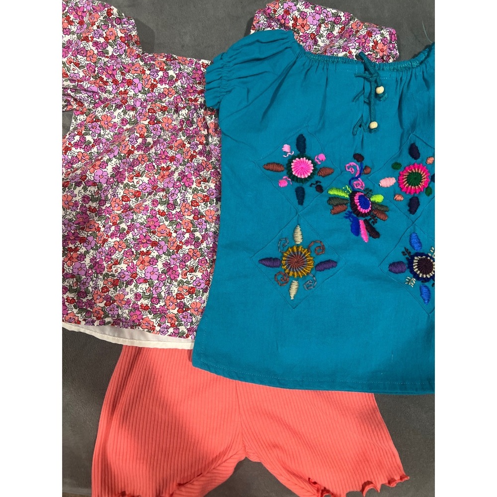 Unbranded 3pc Summer Bundle Girls 4T Turquoise Floral Pink Coral Excellent Set